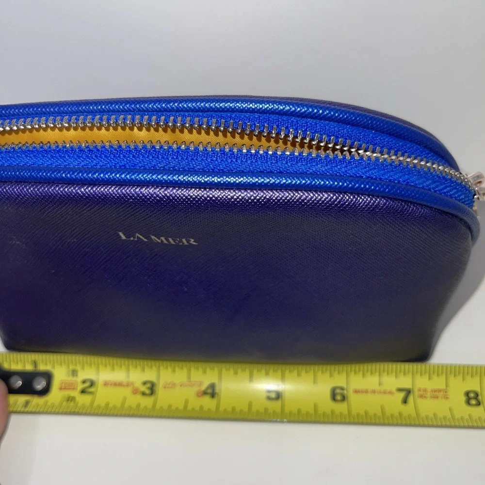 La mer purple‎ Blue metallic Dome cosmetic bag Orange Inside